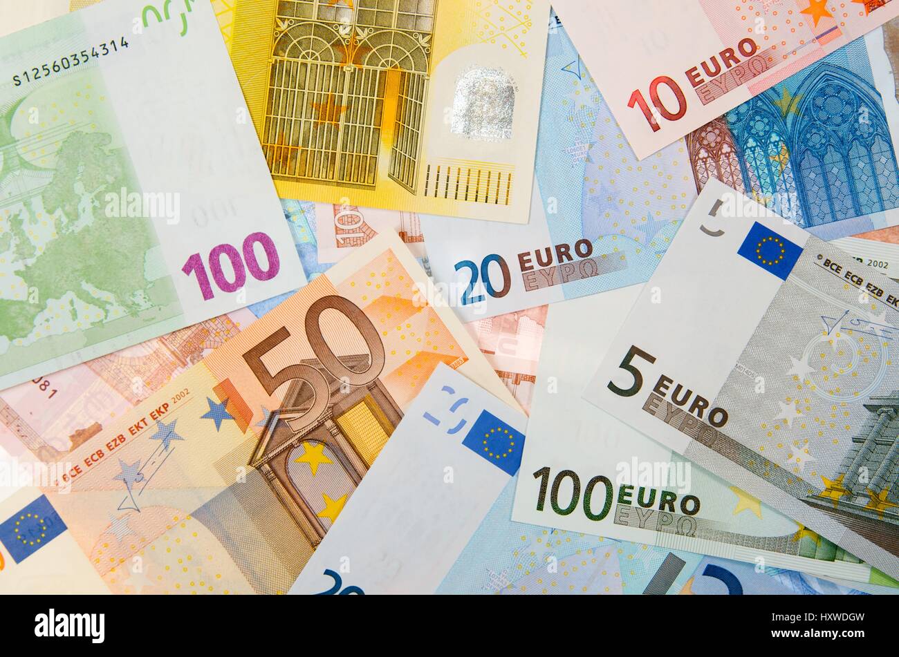 view of group of European banknotes Stock Photo - Alamy