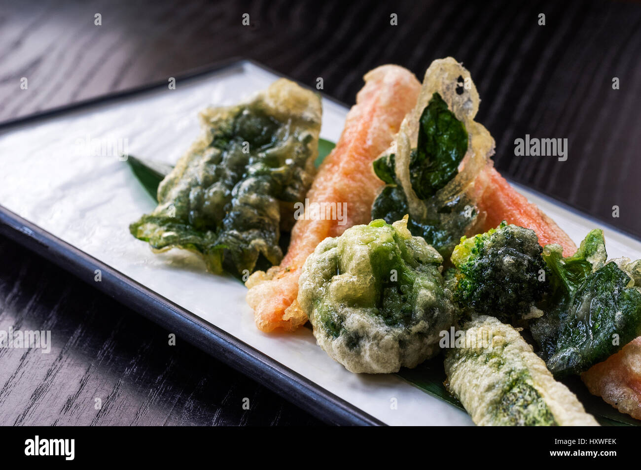 Vegetables in tempura. Vegetables in batter, fried in deep fat Stock