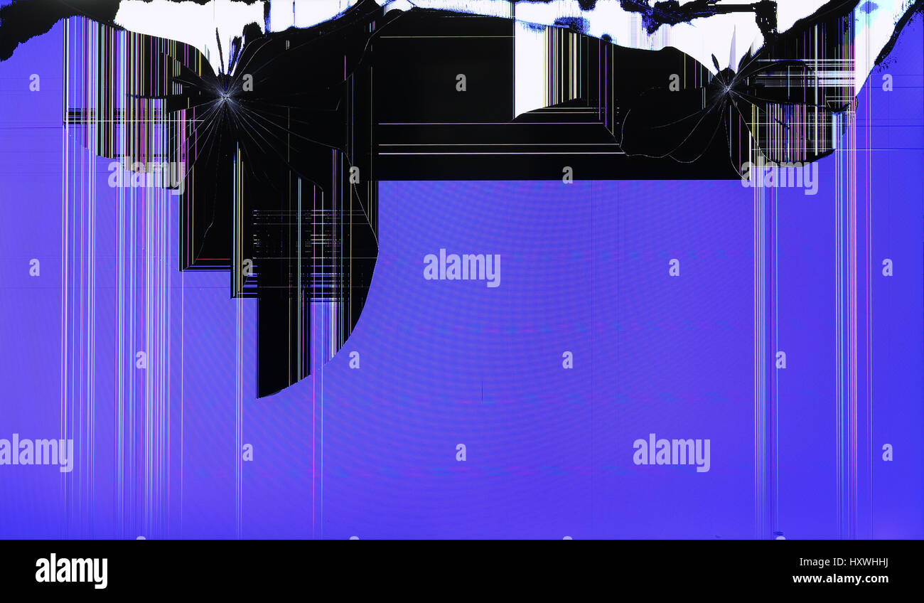 The LCD screen of the tv setis broken by shots from the traumatic gun