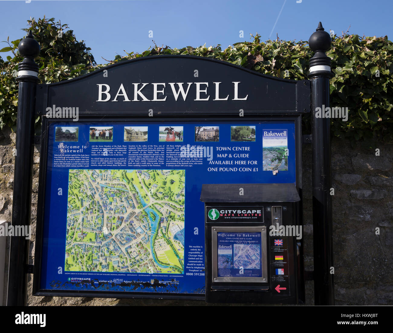 Map Of Bakewell Town Centre Bakewell Town Centre Map And Guide On Sale From A Machine Stock Photo -  Alamy