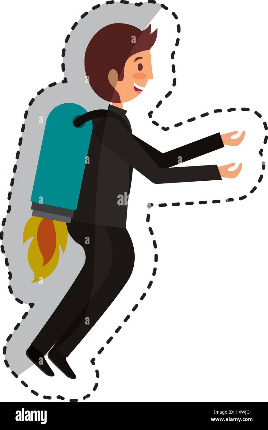 businessman with rocket avatar character icon vector illustration ...