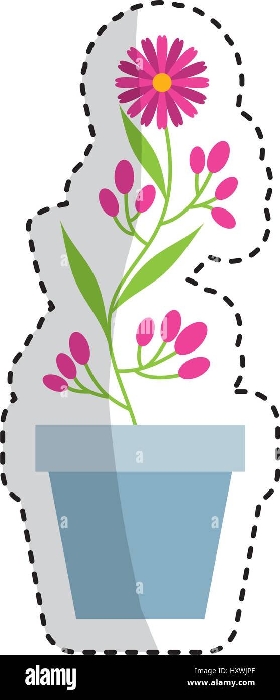 cute garden flower in pot vector illustration design Stock Vector Image ...