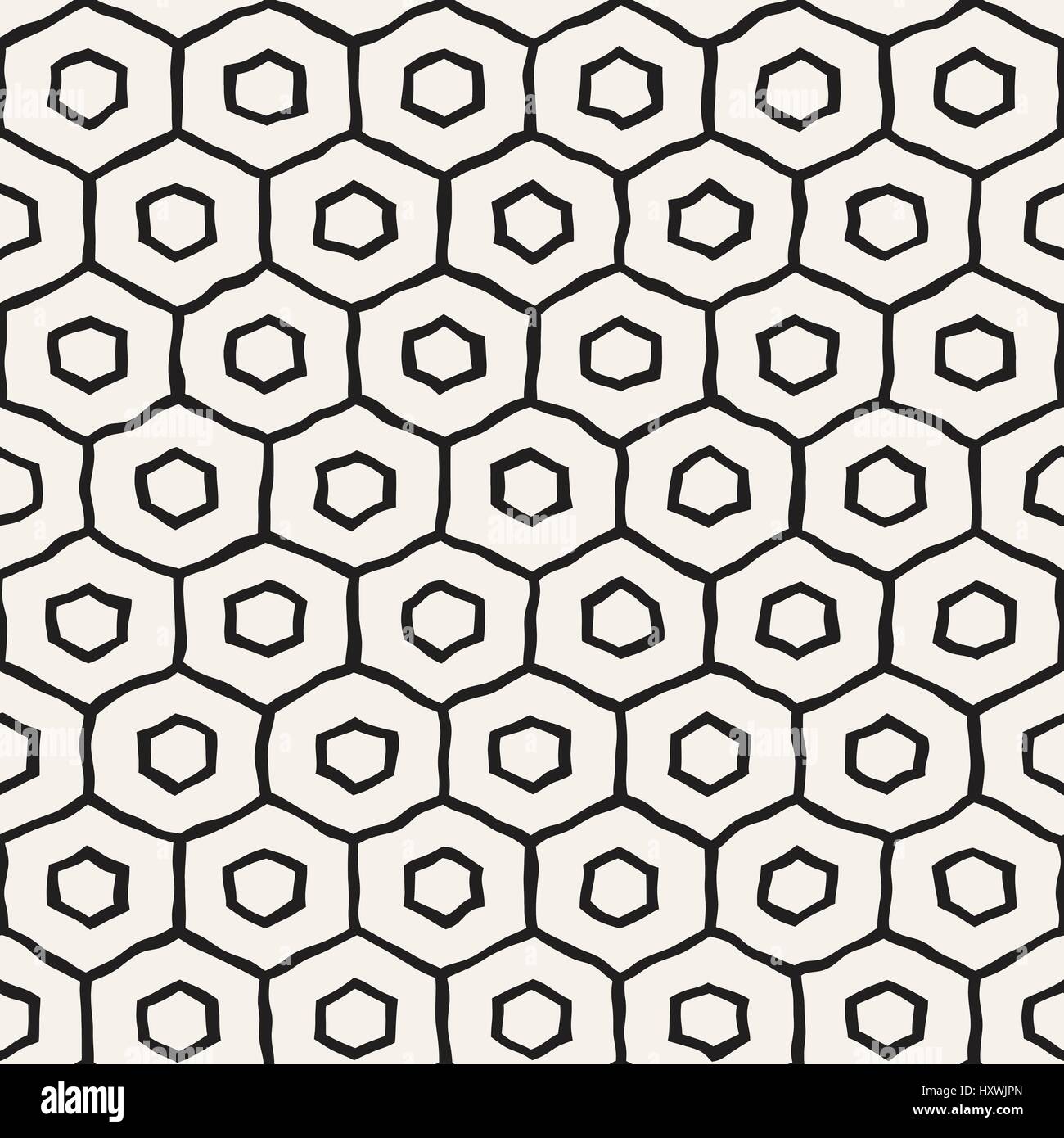 Seamless black and white pattern with hexagon lattice. Creative ...