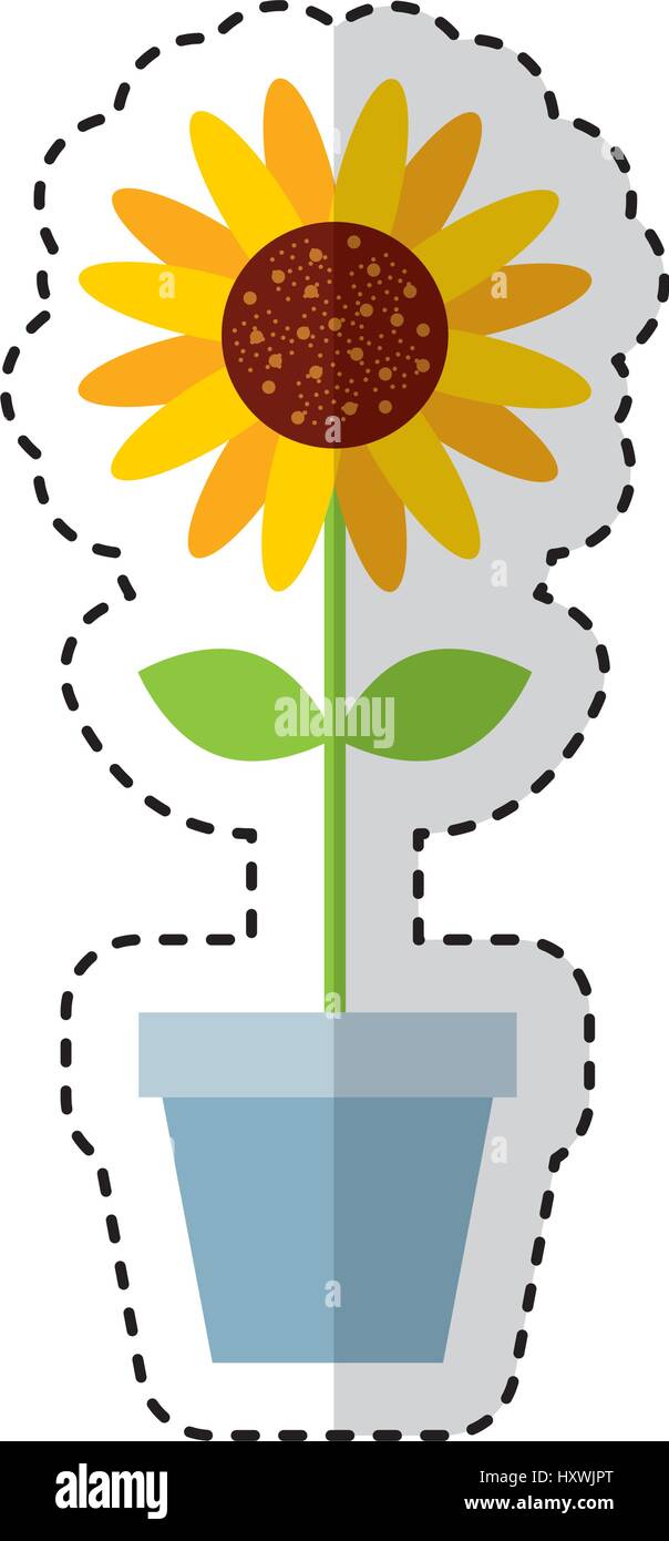cute garden flower in pot vector illustration design Stock Vector Image ...