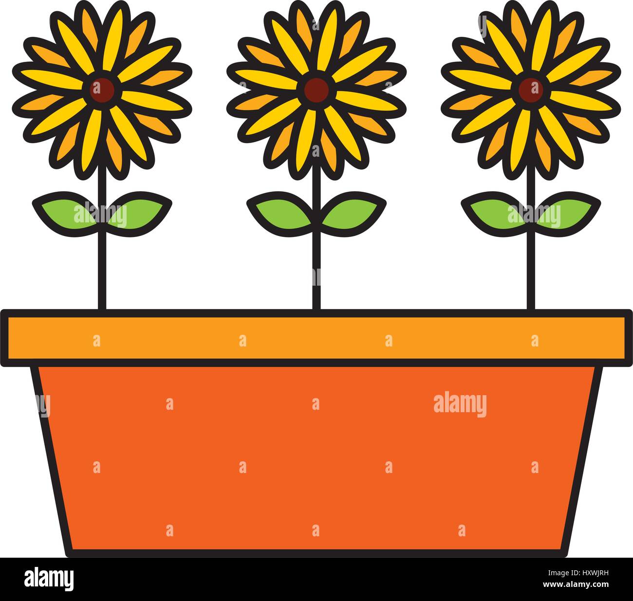 cute garden flower in pot vector illustration design Stock Vector Image ...