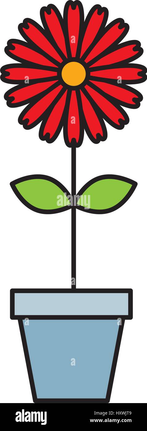 cute garden flower in pot vector illustration design Stock Vector Image ...