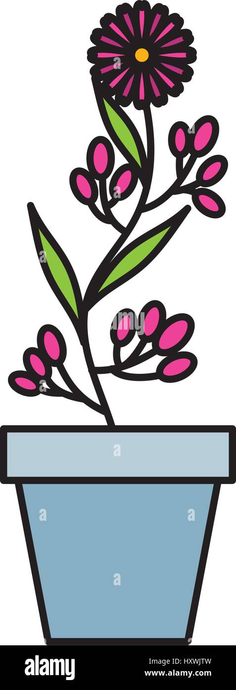 cute garden flower in pot vector illustration design Stock Vector Image ...