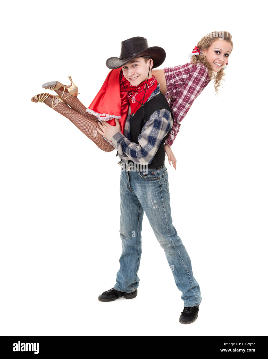 cabaret dancer couple dressed in cowboy costumes Stock Photo Alamy