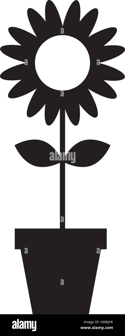 cute garden flower in pot vector illustration design Stock Vector Image ...