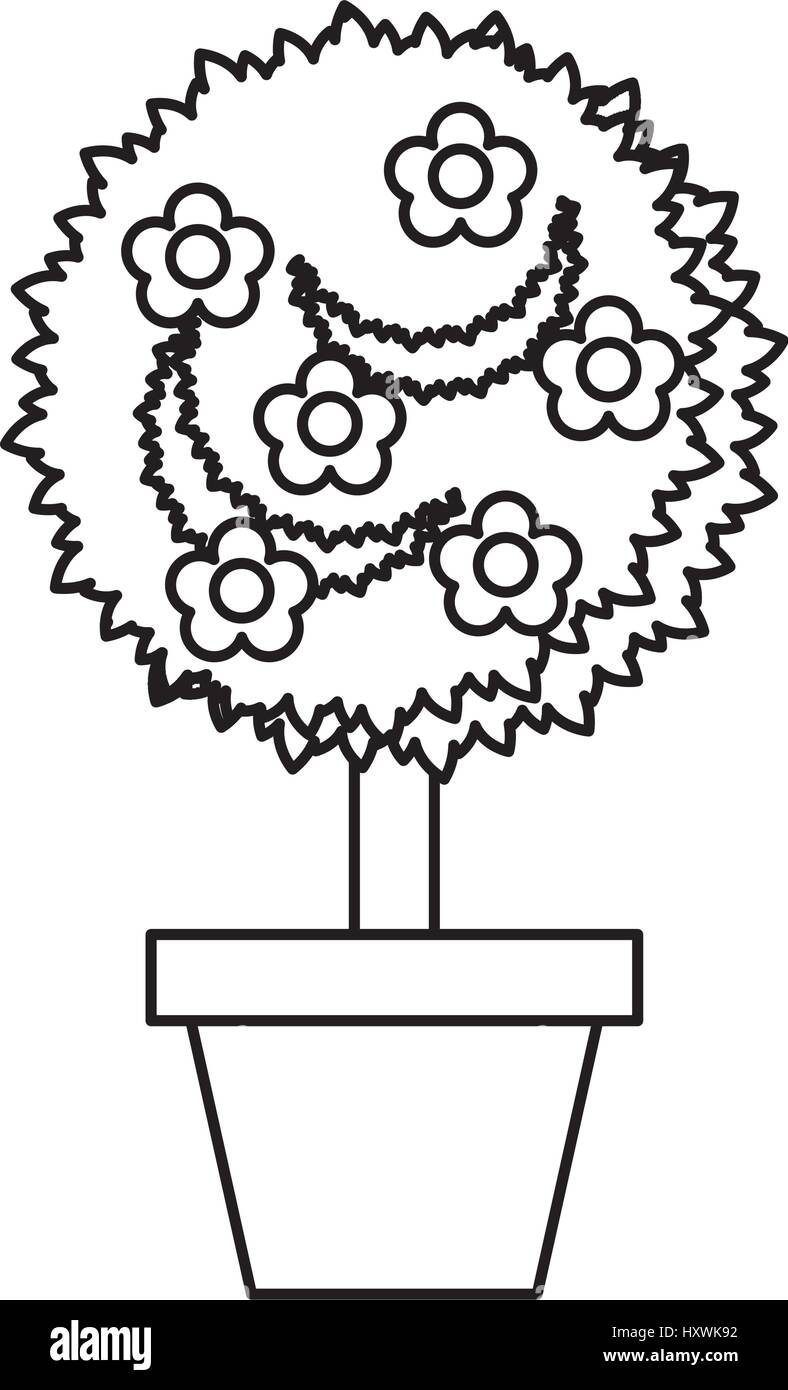 cute garden flower in pot vector illustration design Stock Vector Image ...