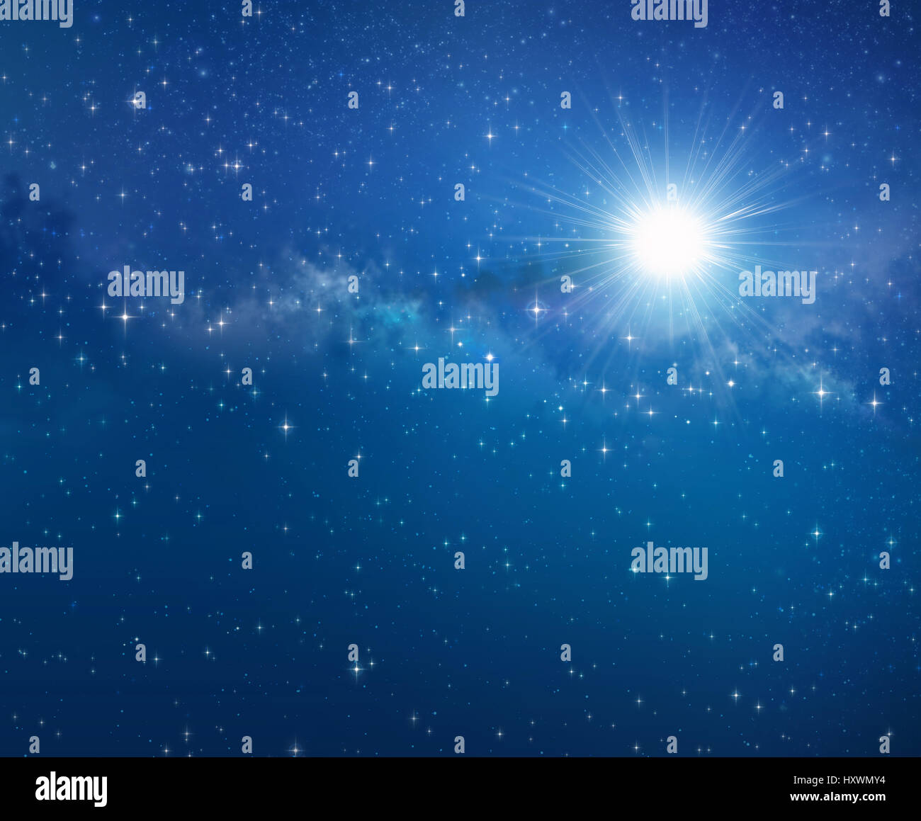 High definition galaxy background, stars and bright light shining in a ...