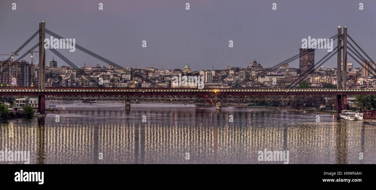 Belgrade, Serbia - Cityscape at twilight Stock Photo