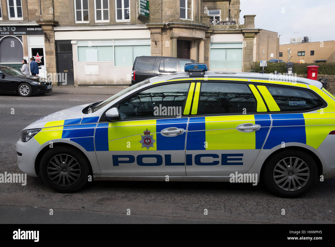 Police car parked in Buxton Derbyshire Stock Photo Alamy