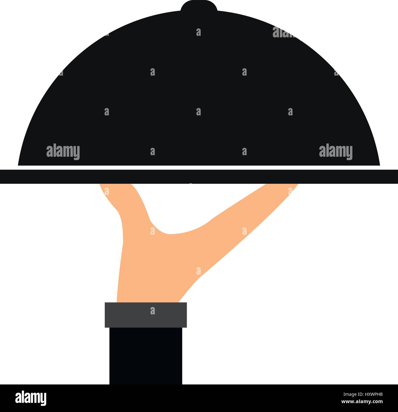 illustrated with hand icon tray on a white background in vector Stock ...