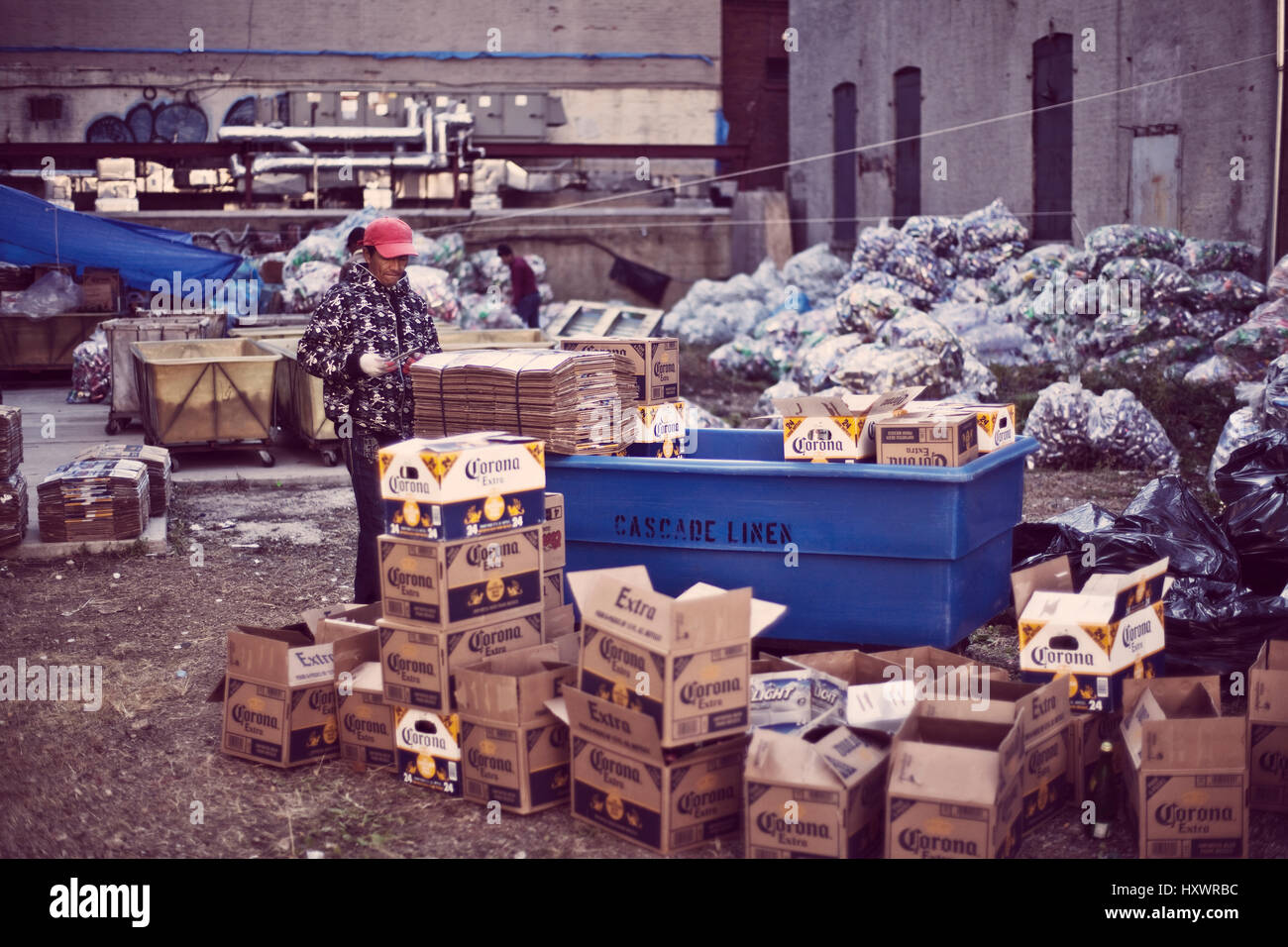 A waste picker at work in New York, United States of America Stock