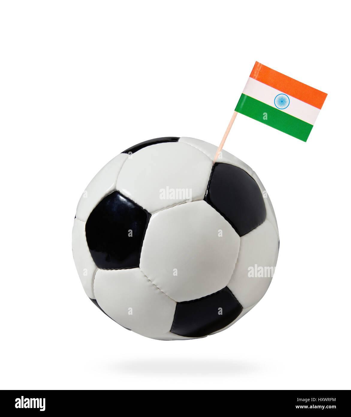 Soccer ball with flag India isolated on white background Stock Photo
