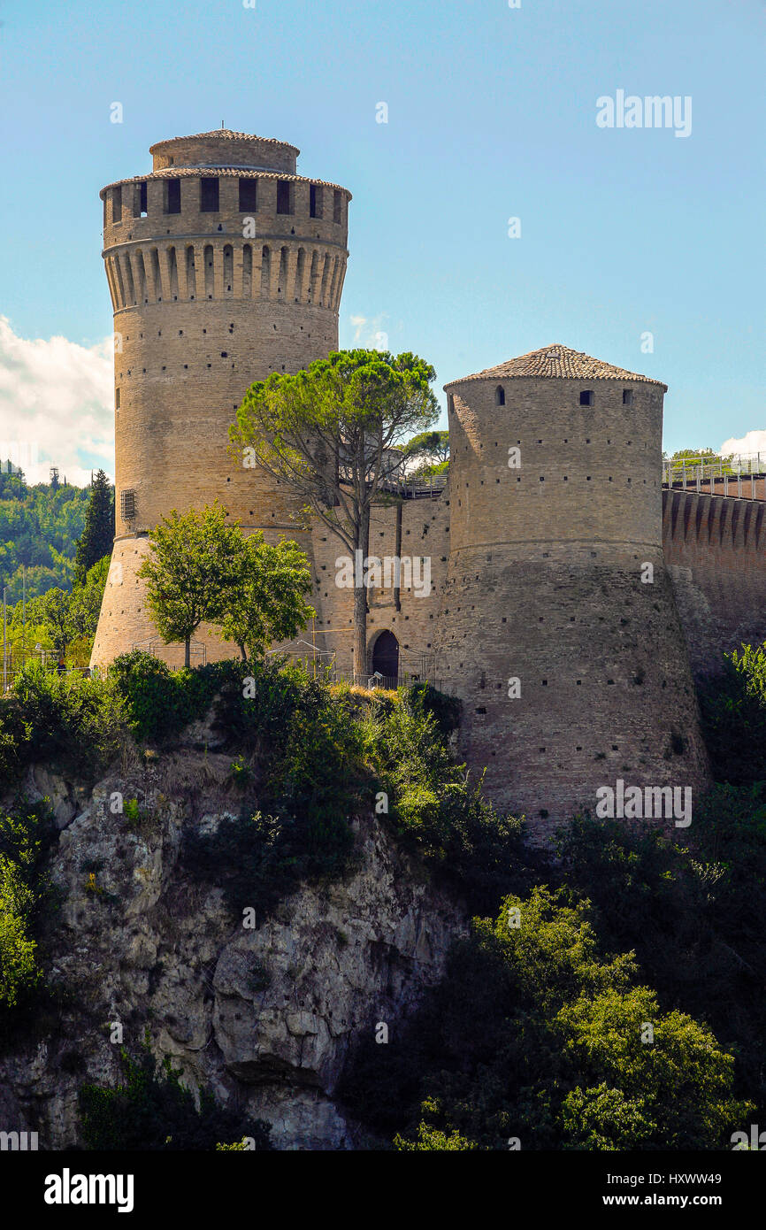 Italy Emilia Romagna Brisighella (RA):The Fortress ,  dated 1228, is characterized by cylindrical towers, of which the highest is 1503 was built by the Venetians in the short period of their rule on Romagna (1503-09). Stock Photo