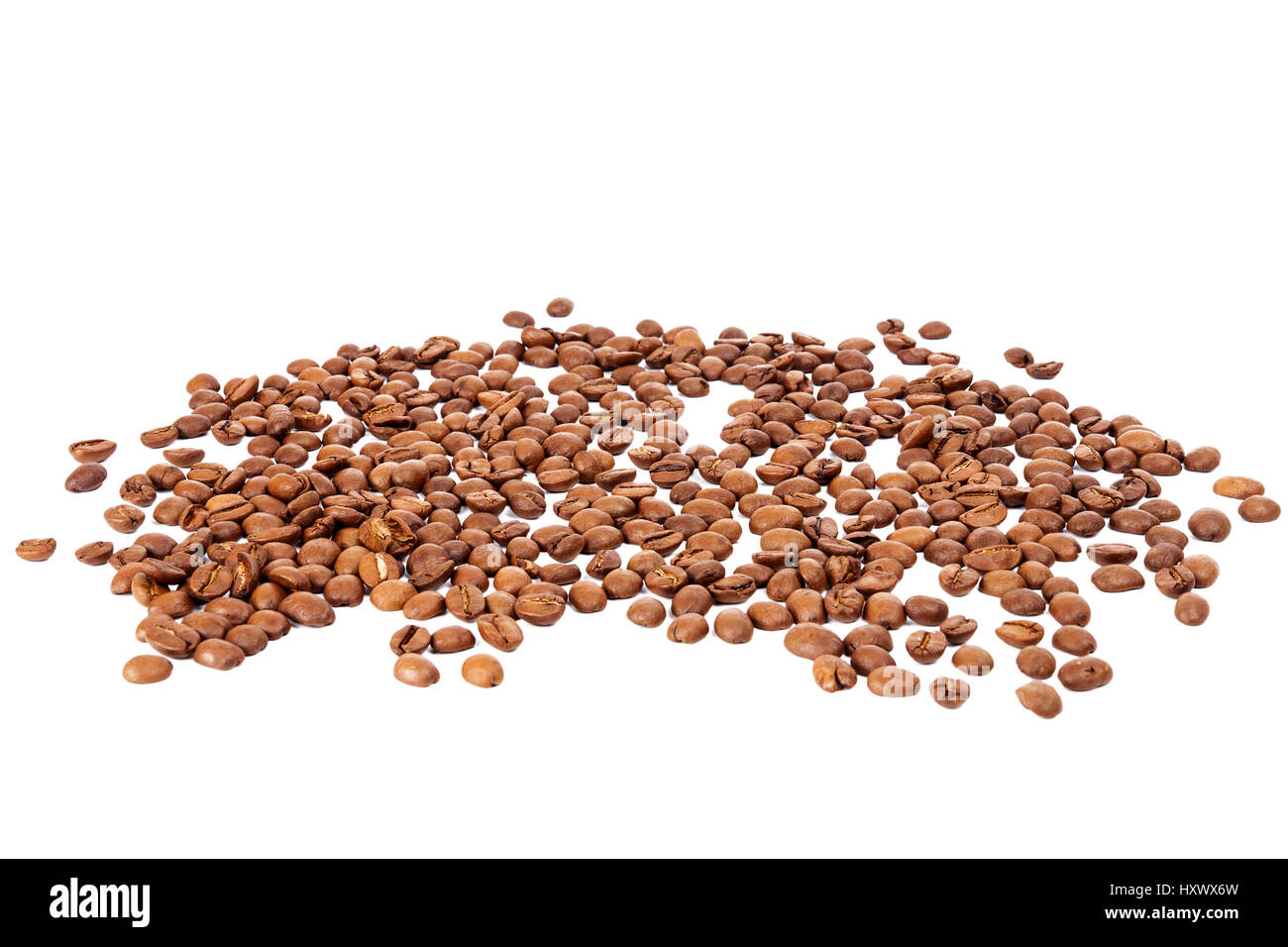 Pile of roasted coffee beans isolated in white background Stock Photo ...