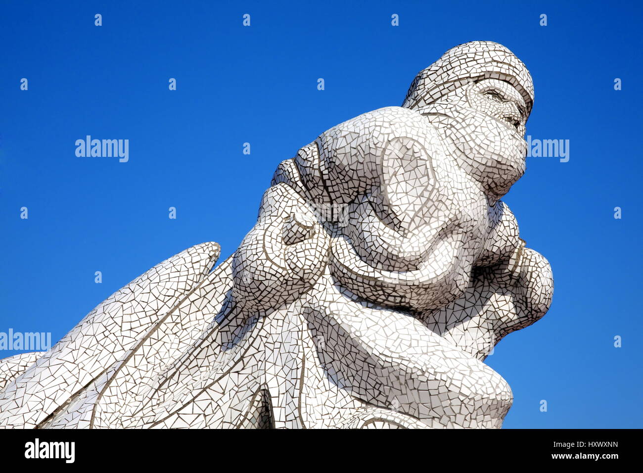 Cardiff, Wales, UK, September 14, 2016 :  The Antarctic 100 Memorial in The Waterfront Park commemorates the South Pole exploration of Captain Scott Stock Photo