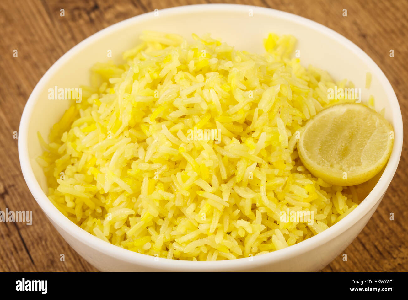 Yellow Rice India Indian traditional cuisine - Yellow Rice with Lime Stock Photo - Alamy