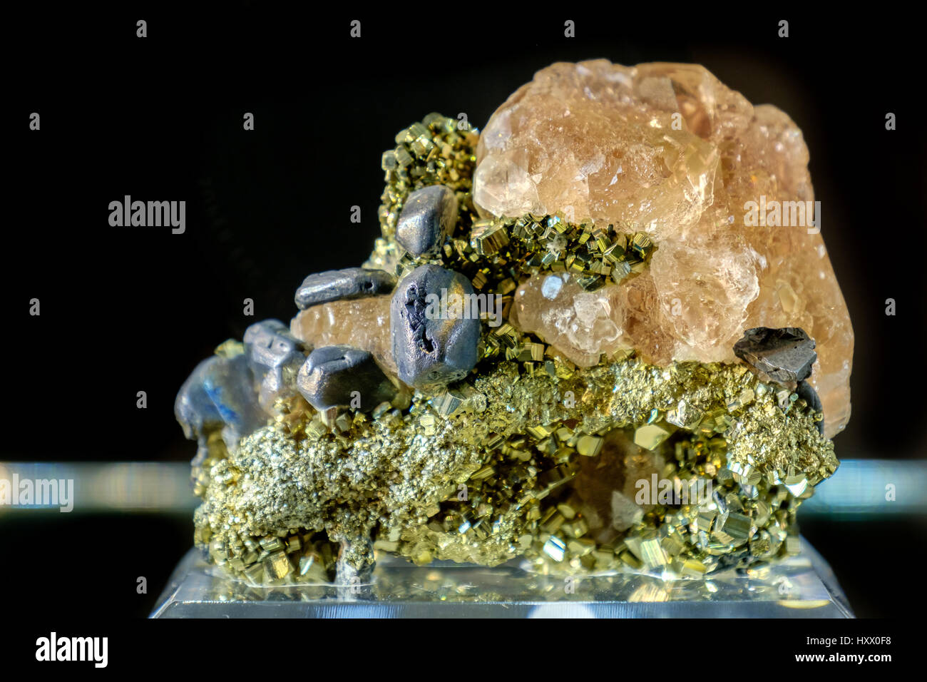 fluorite with galena mineral gemstone Stock Photo