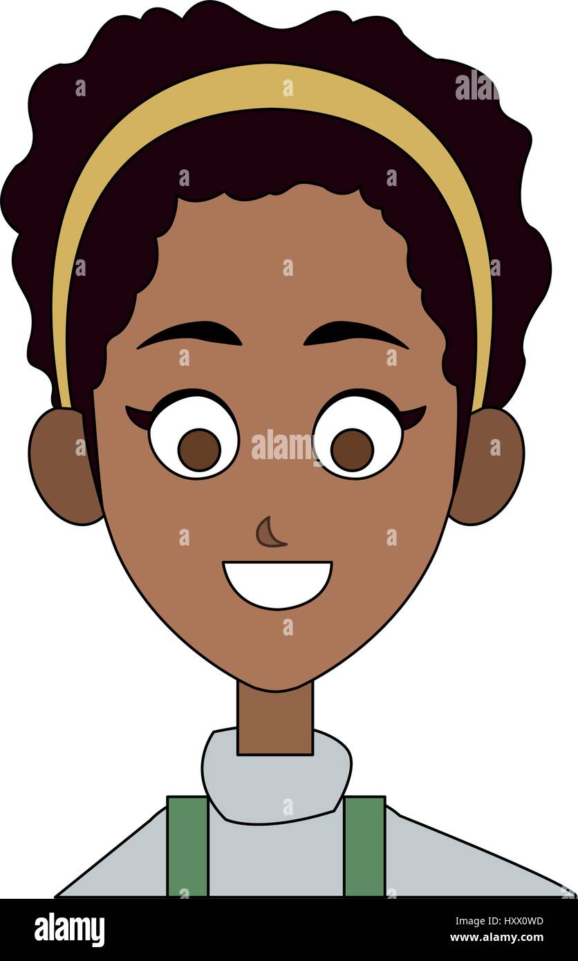 happy pretty dark skin woman icon image vector illustration design ...