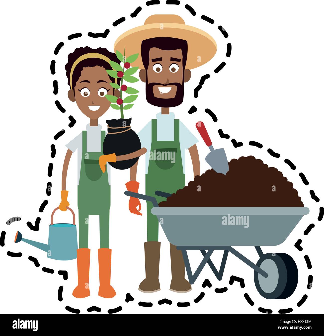 man and woman farmer cartoon icon image vector illustration design ...