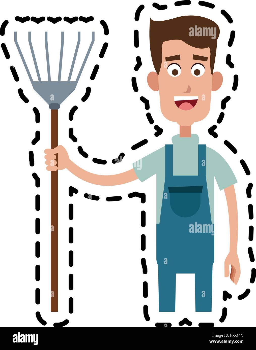 farmer with pitchfork cartoon icon image vector illustration design ...