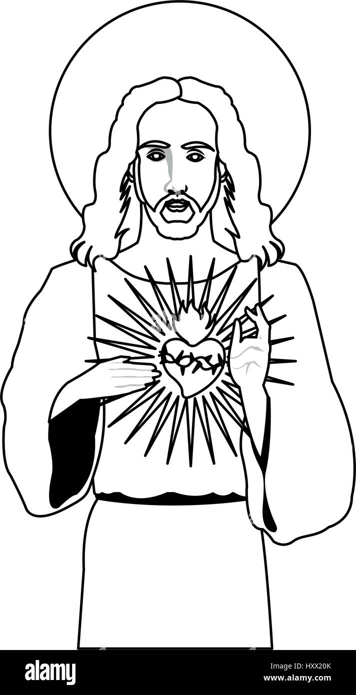 jesus christ holding sacred heart christian icon image vector ...