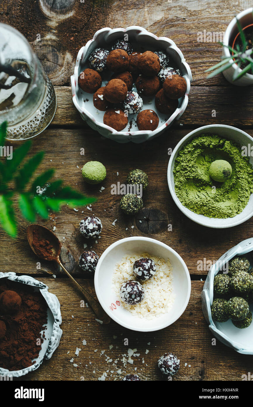 Green matcha energy balls Stock Photo Alamy