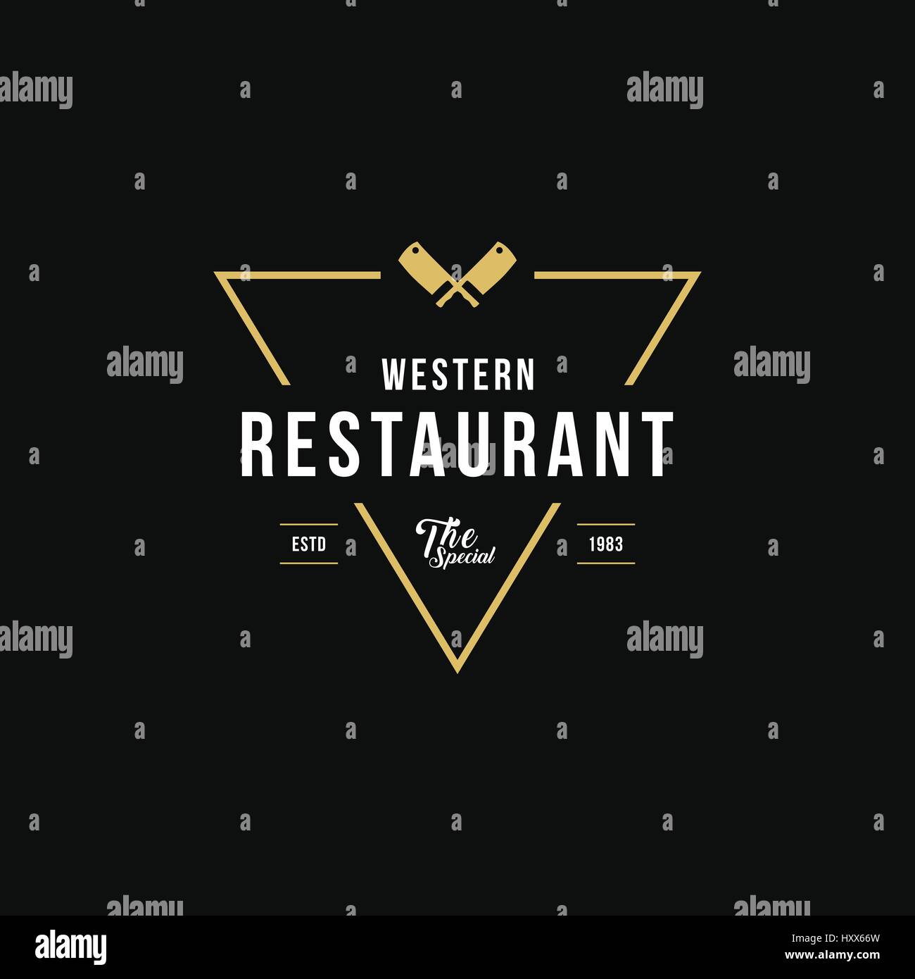 Vintage Restaurant and Cafe label design illustration Stock Vector