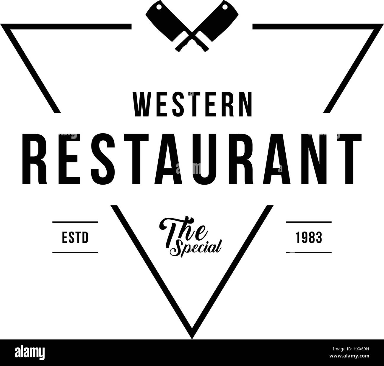 Vintage Restaurant and Cafe label design illustration Stock Vector