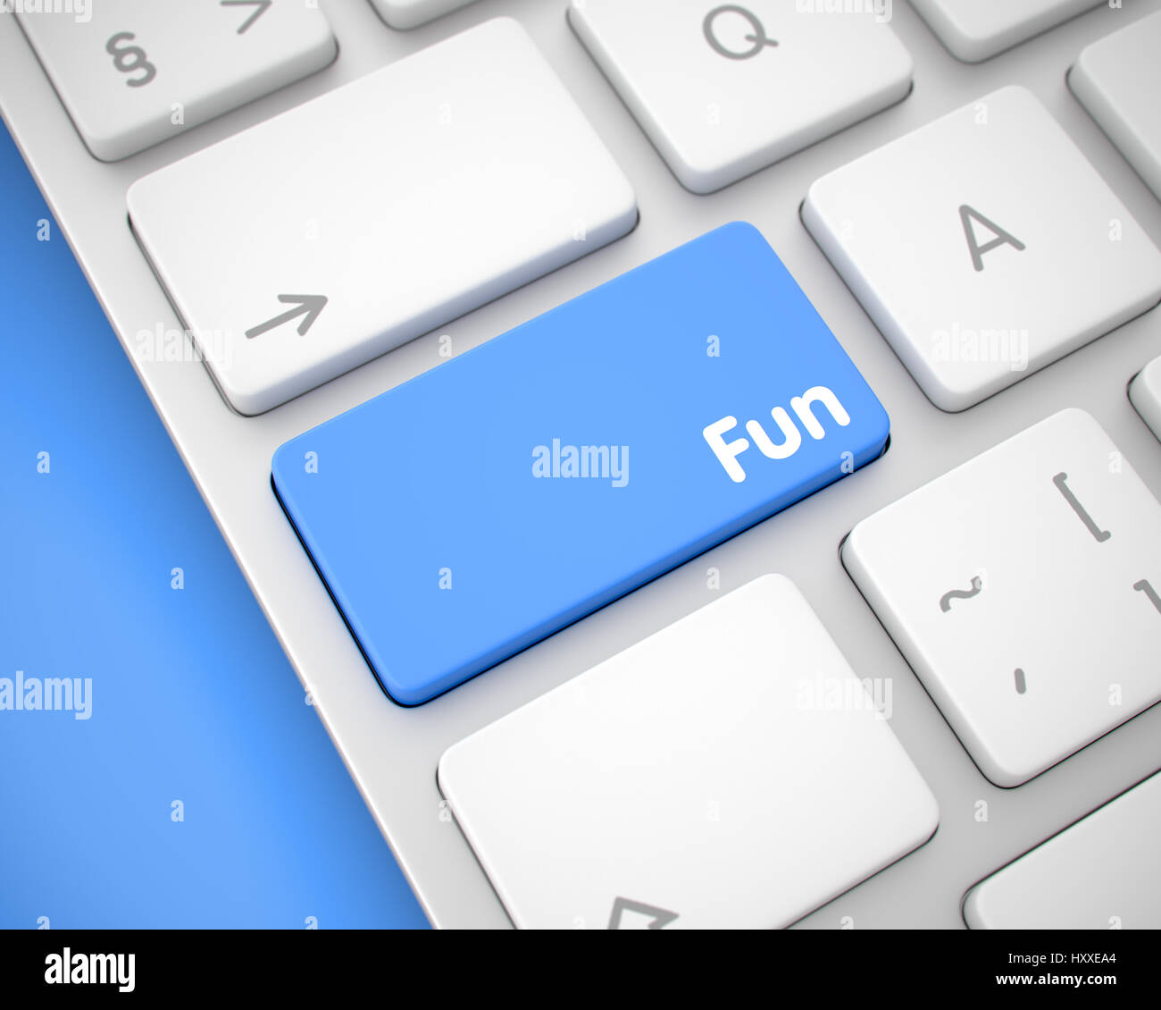 Fun - Message on the Blue Keyboard Button. 3D. Stock Photo