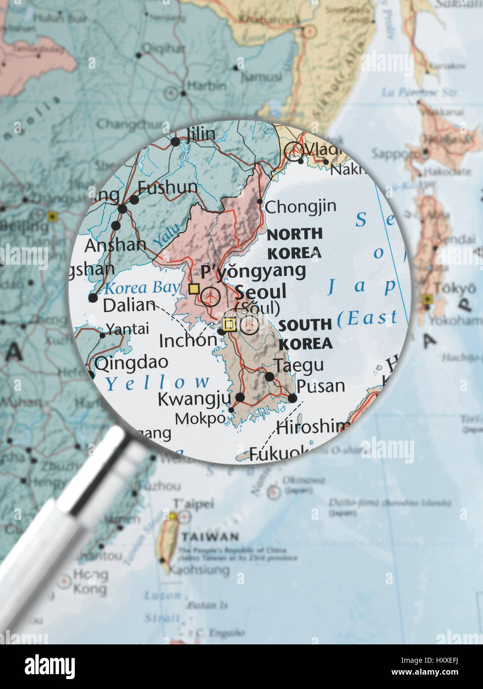 South korea map highlighted hi-res stock photography and images - Alamy