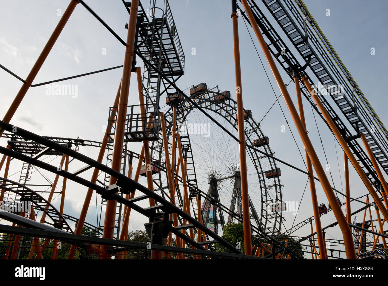 Riesenrad im Wiener Prater, Wurstelprater, Wien, Österreich Stock Photo