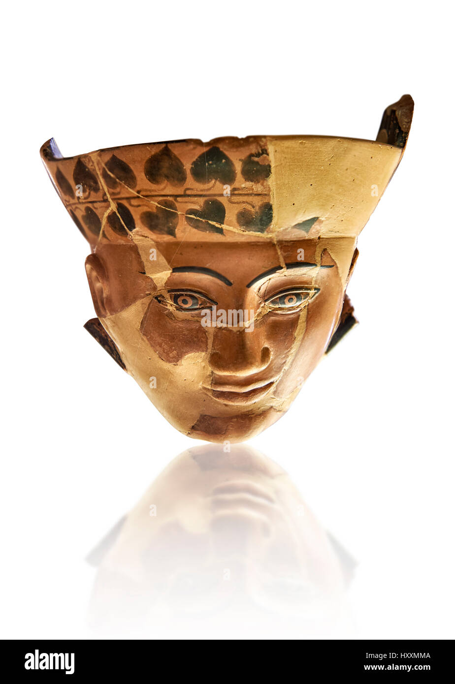 An Etruscan Dinos ( style of vase) with a face, from the Group of Dinoi Campana Ribbon Painter,  540-520 B.C. inv 3784, National Archaeological Museum Stock Photo