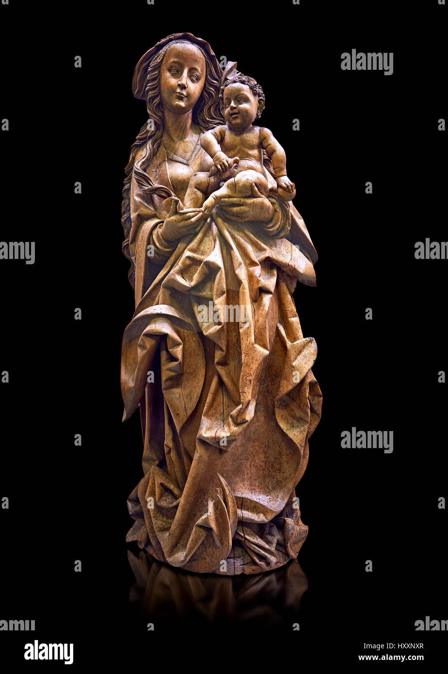 Wooden Gothic sculpture of the Virgin and Child, Martin Hoffman of Basle,  1507, from Isenheim, Haut Rhin. Inv RF 1833 The Louvre Museum, Paris Stock  Photo - Alamy