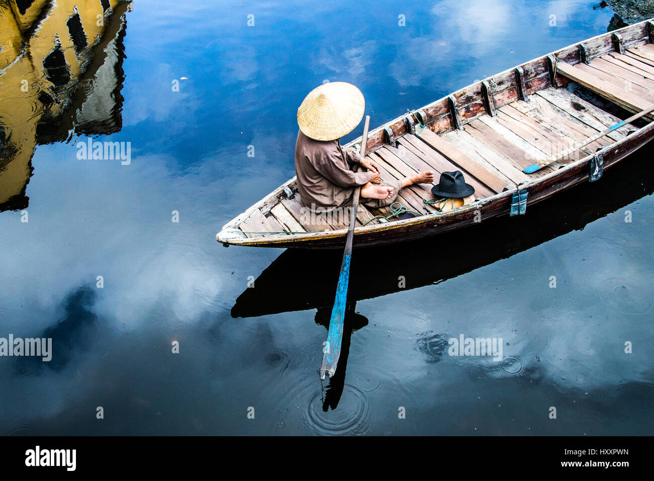 Rowboat in Hoi An,Vietnam Stock Photo