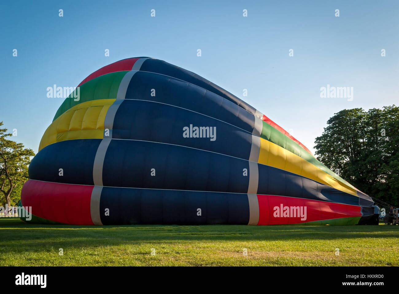 Inflating a hot-air balloon Stock Photo