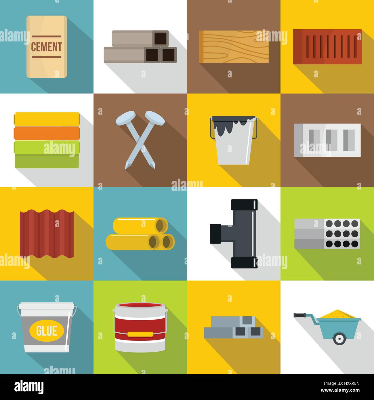 Building materials icons set, flat style Stock Vector Image & Art Alamy