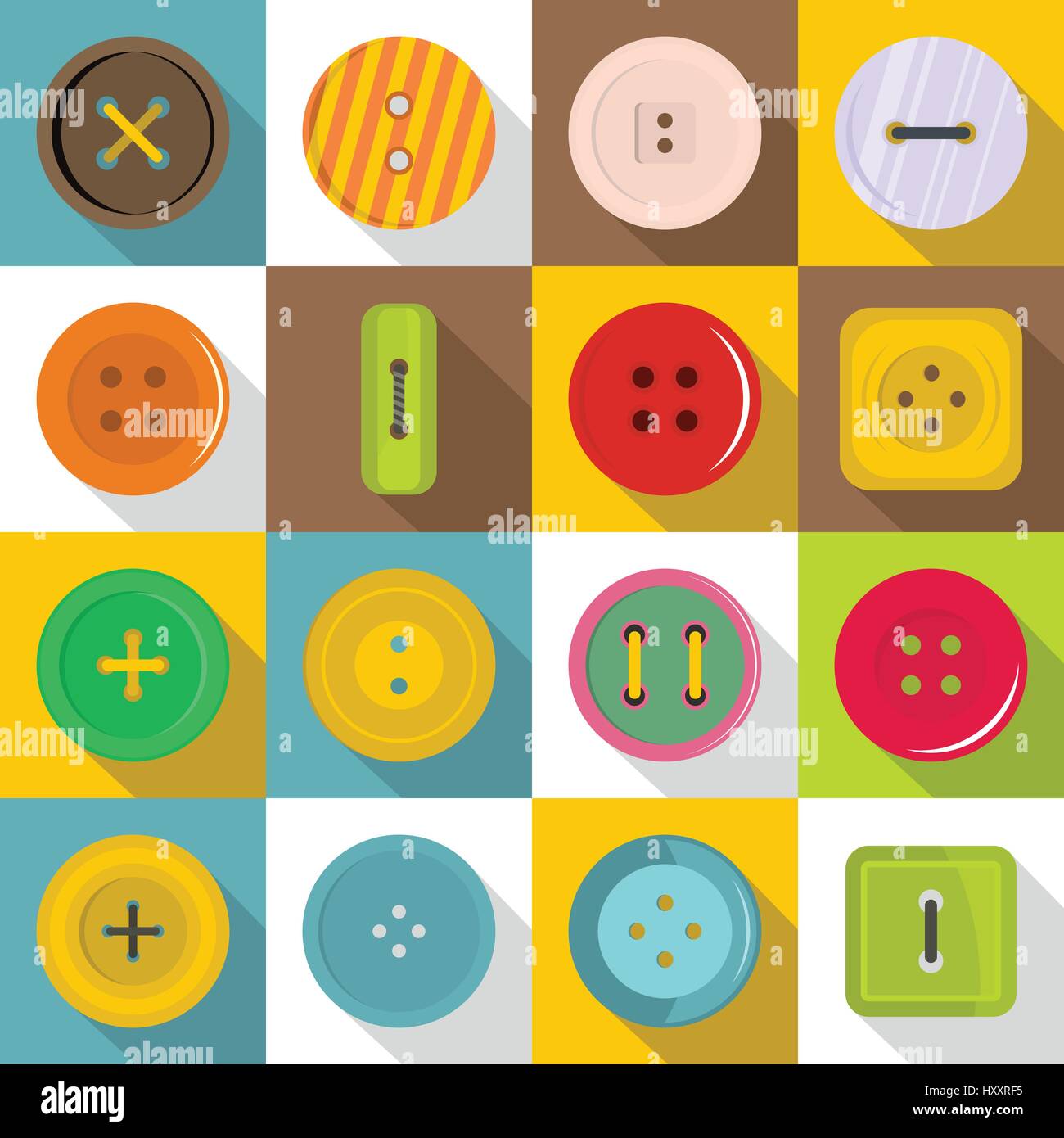 Clothes button icons set, flat style Stock Vector Image & Art - Alamy