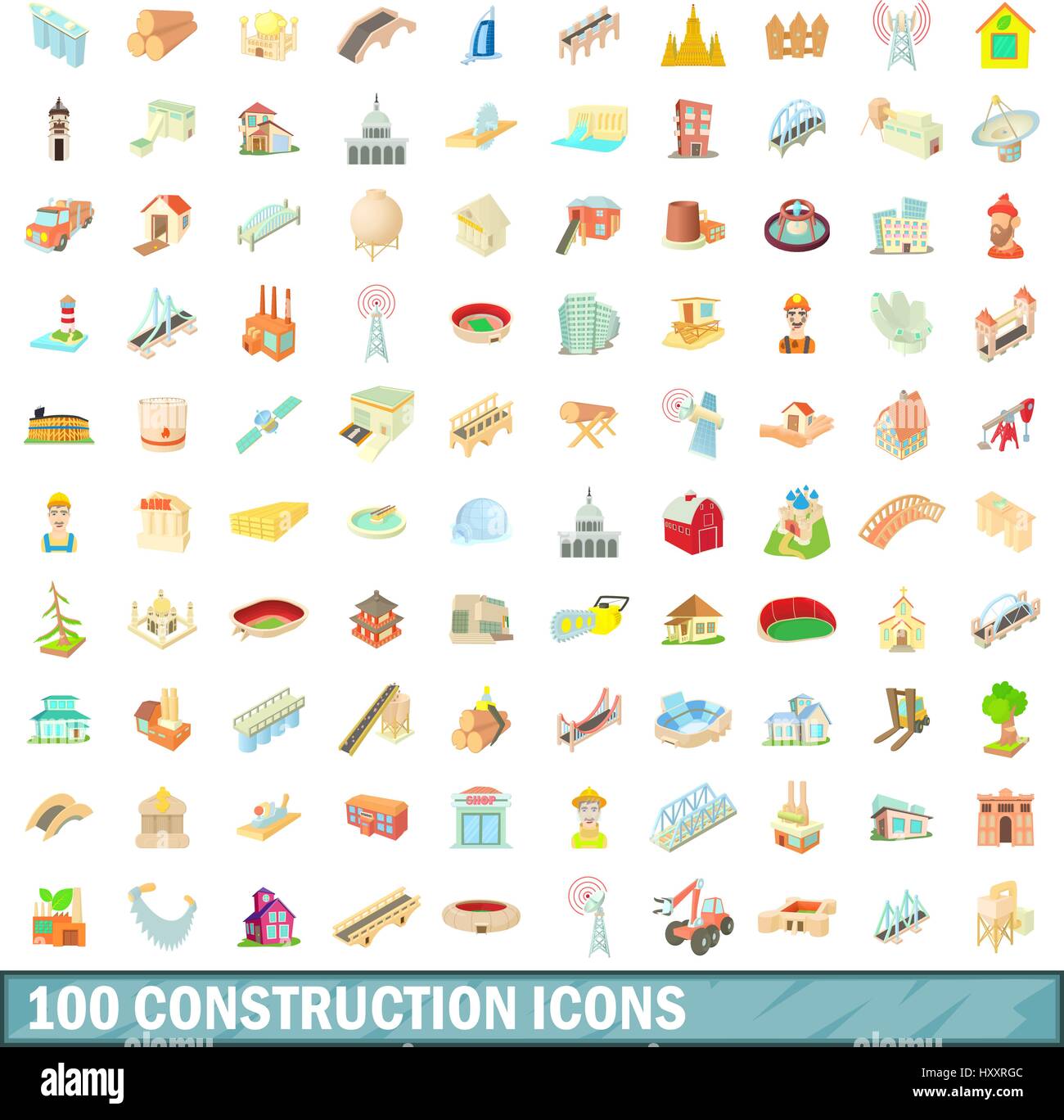 100 construction icons set, cartoon style Stock Vector Image & Art - Alamy