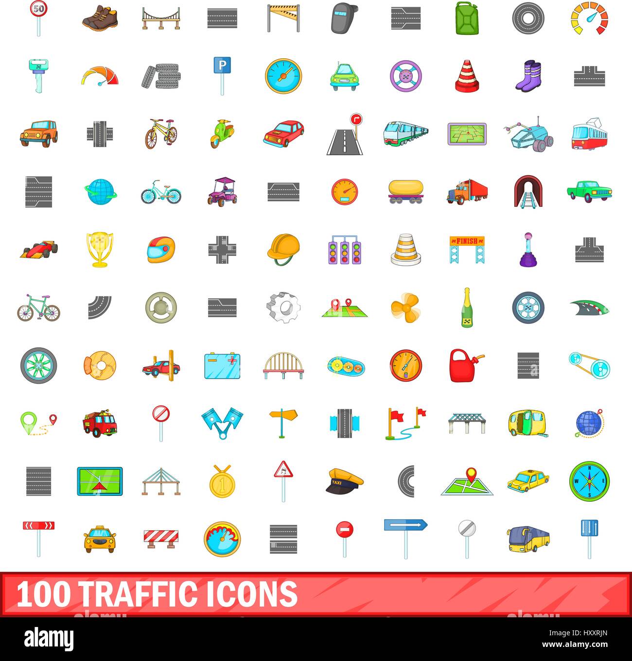 100 traffic icons set, cartoon style Stock Vector Image & Art - Alamy