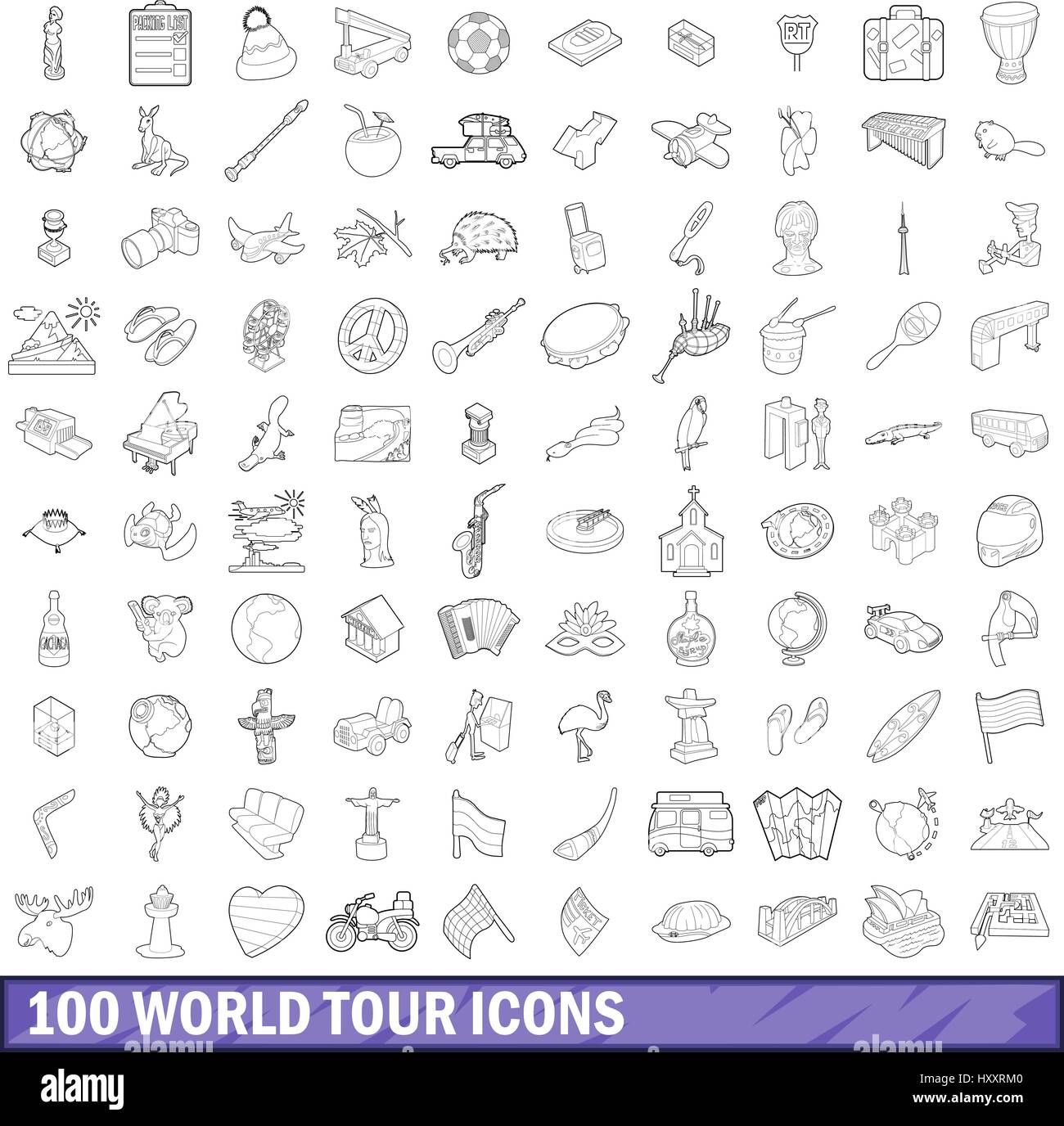 100 world tour icons set, outline style Stock Vector Image & Art - Alamy