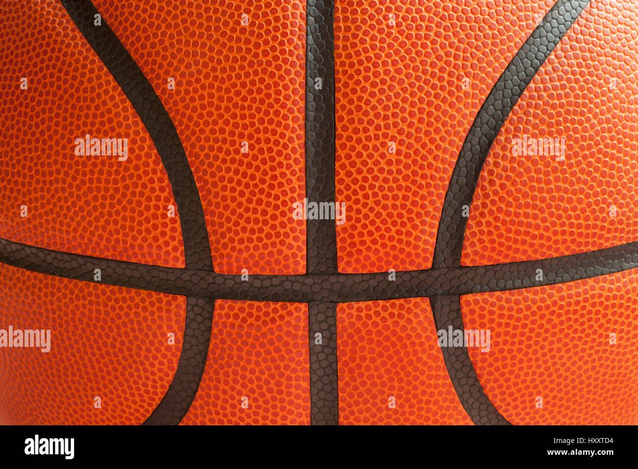 Close up shot of a basketball showing the black seams Stock Photo