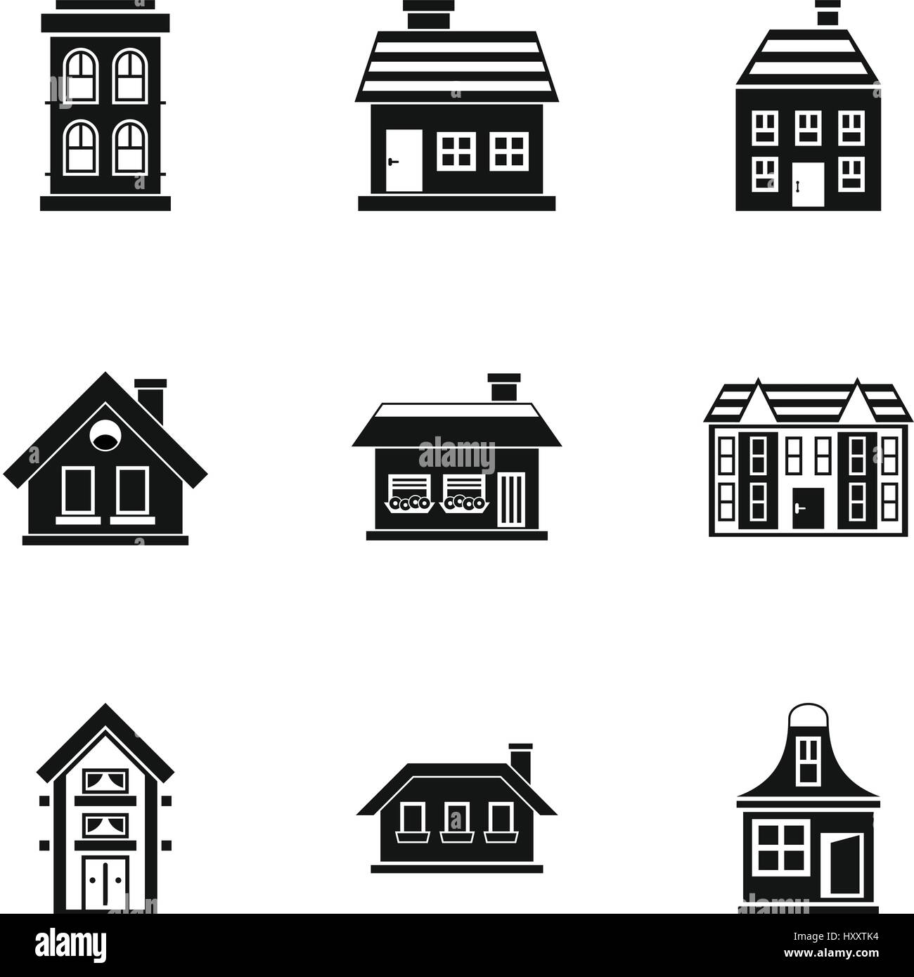 Building icons set, simple style Stock Vector Image & Art - Alamy