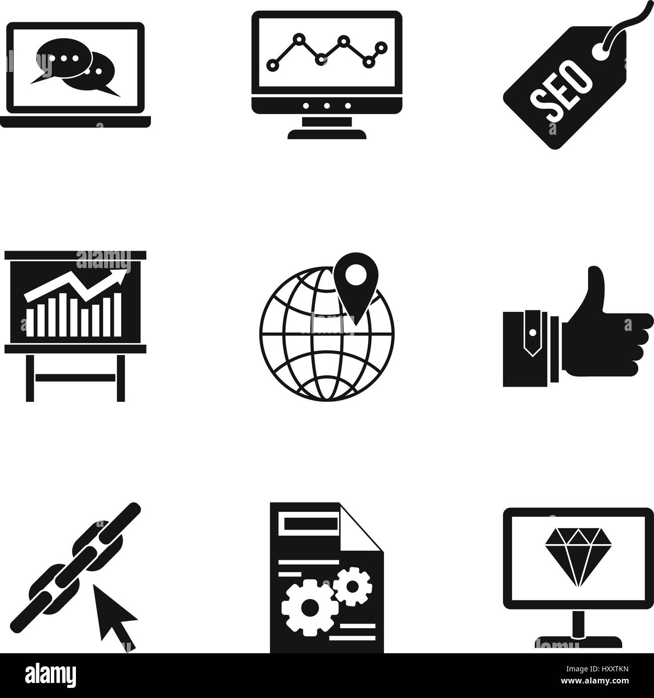 Optimization icons set, simple style Stock Vector