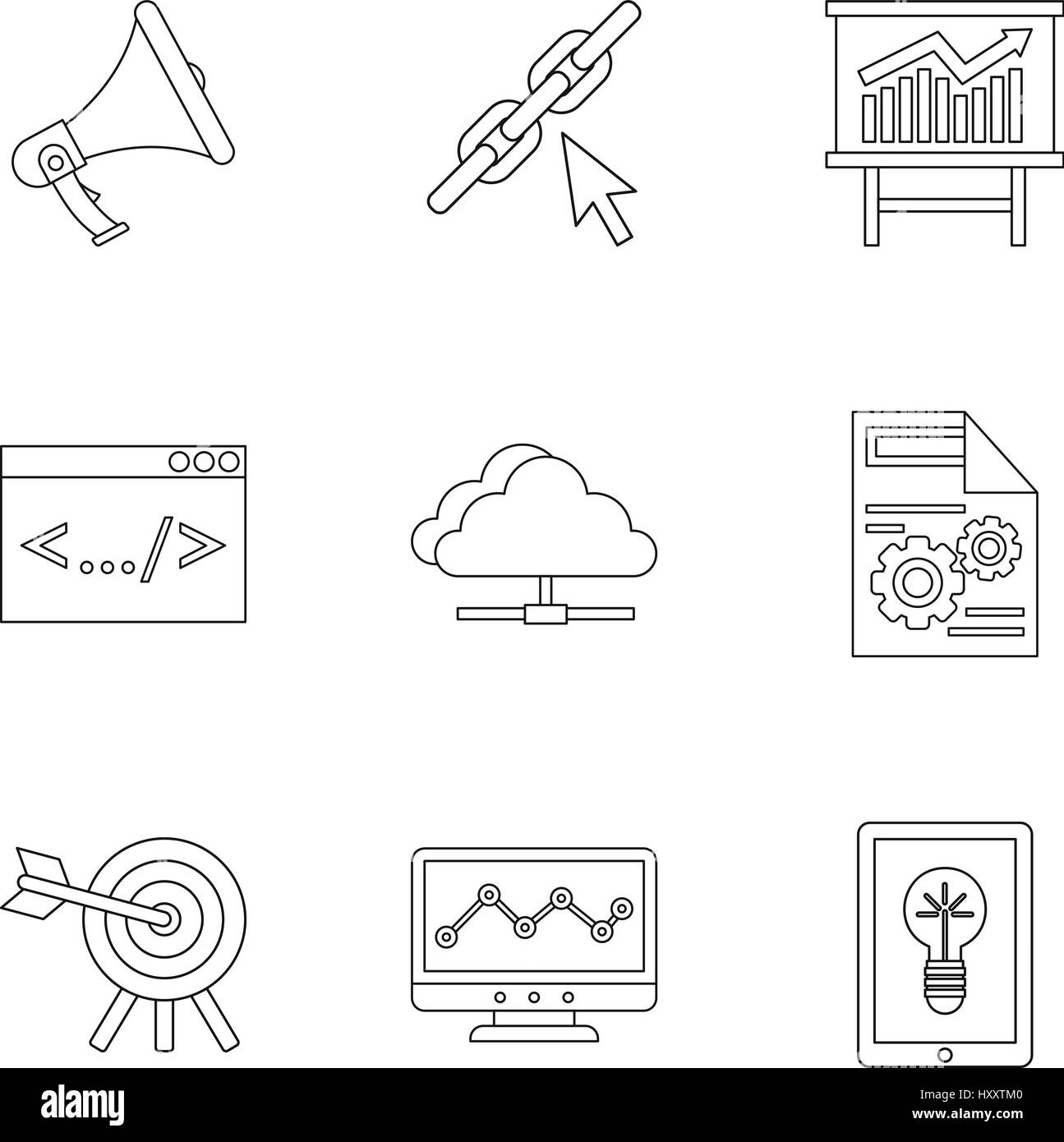 Tablet data settings outline hi-res stock photography and images - Alamy