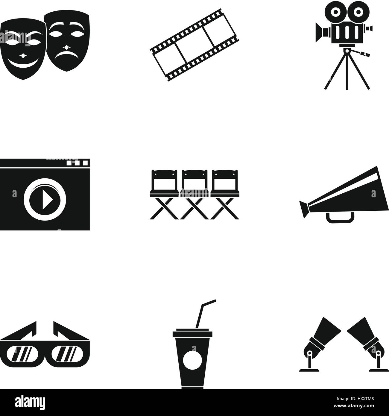 Movie icons set simple style Stock Image