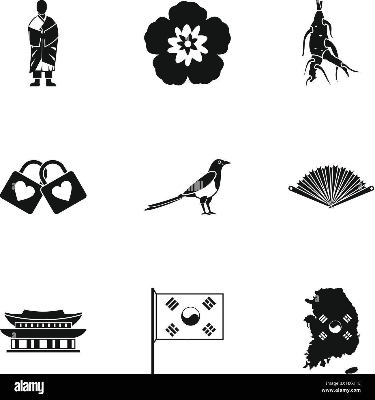 Stay in South Korea icons set, simple style Stock Vector Image & Art ...